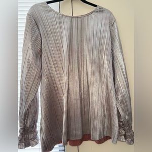 Women's Long Sleeve Plisse Blouse